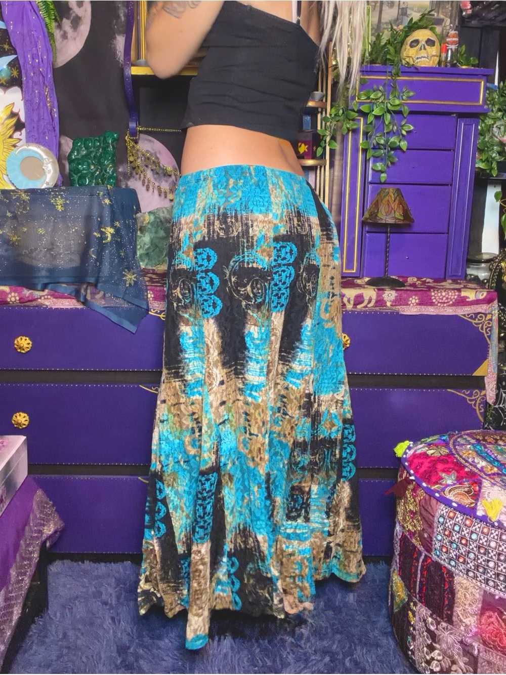 Vintage Boho Fairy Maxi Skirt Earthy Toned Size Medium